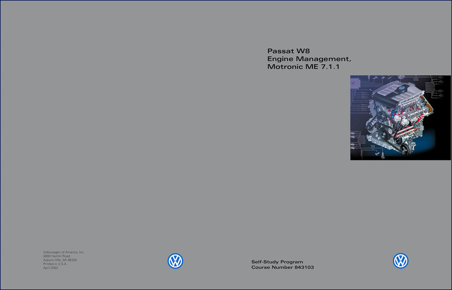 2002 Volkswagen Passat W8 Technical Manual cover showing Motronic ME 7.1.1 engine management system