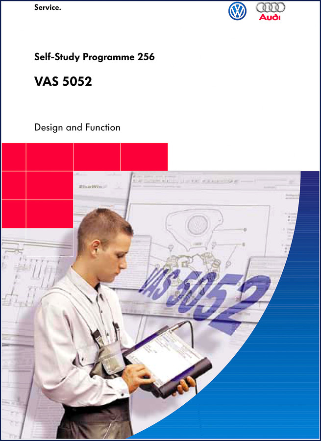 Volkswagen VAS 5052 Training Manual cover page showing diagnostic tool and interfaces