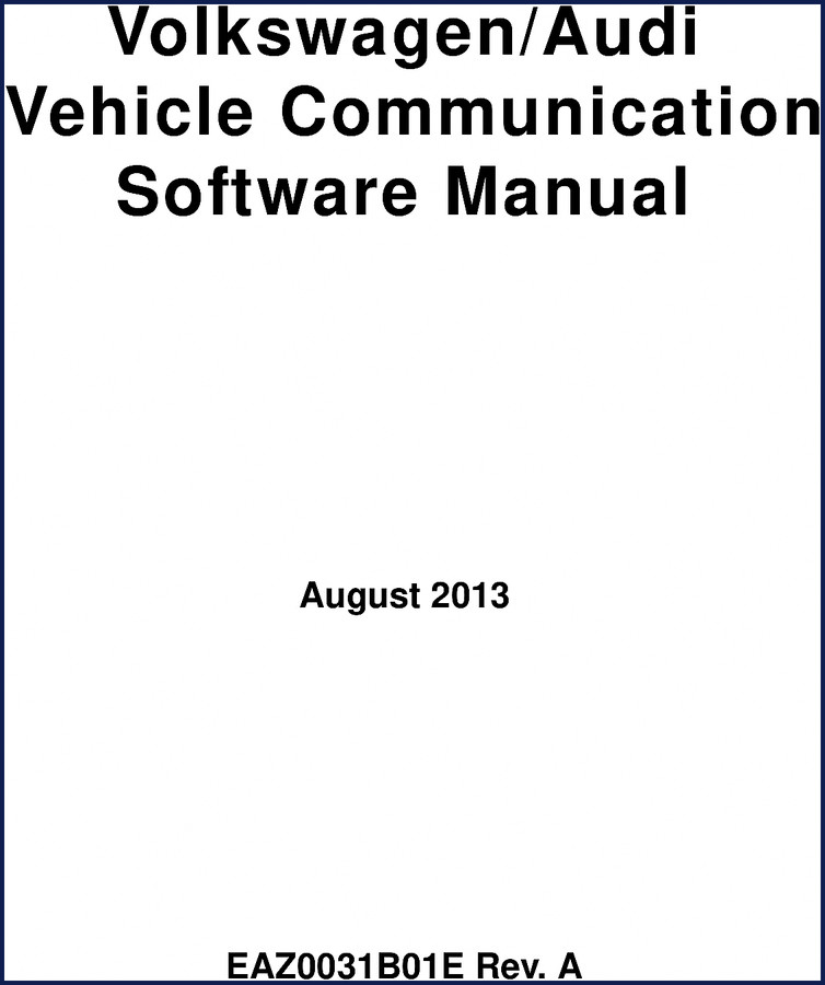 2013 Volkswagen Audi Technical Manual cover page