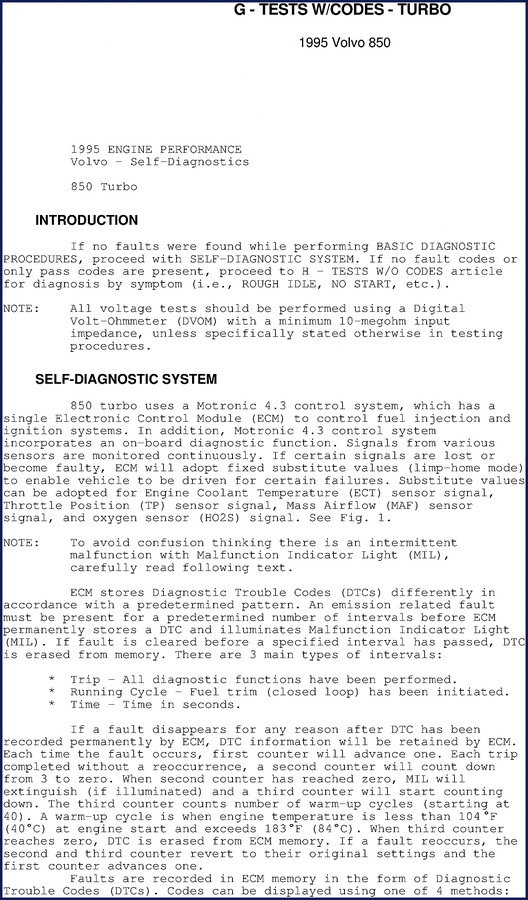 1995 Volvo 850 Turbo Diagnostics Manual cover - factory OEM document