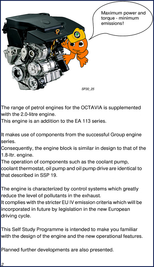 VW Octavia 2.0L petrol engine workshop manual cover for EA 113 series, 34 pages