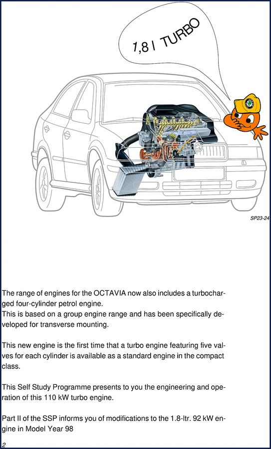 VW OCTAVIA 1.8L Turbo Engine Training Manual – 34-page factory self-study programme cover