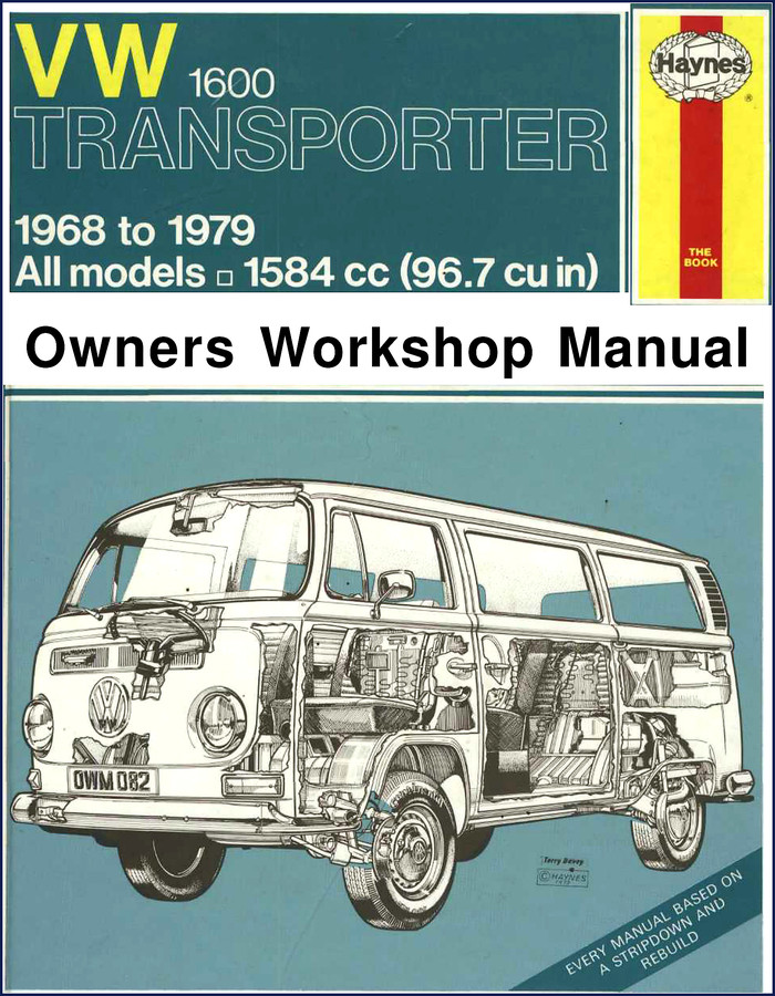 1990 VW Transporter 1600 Workshop Manual cover showing Haynes style but factory origin for 1584 cc engine