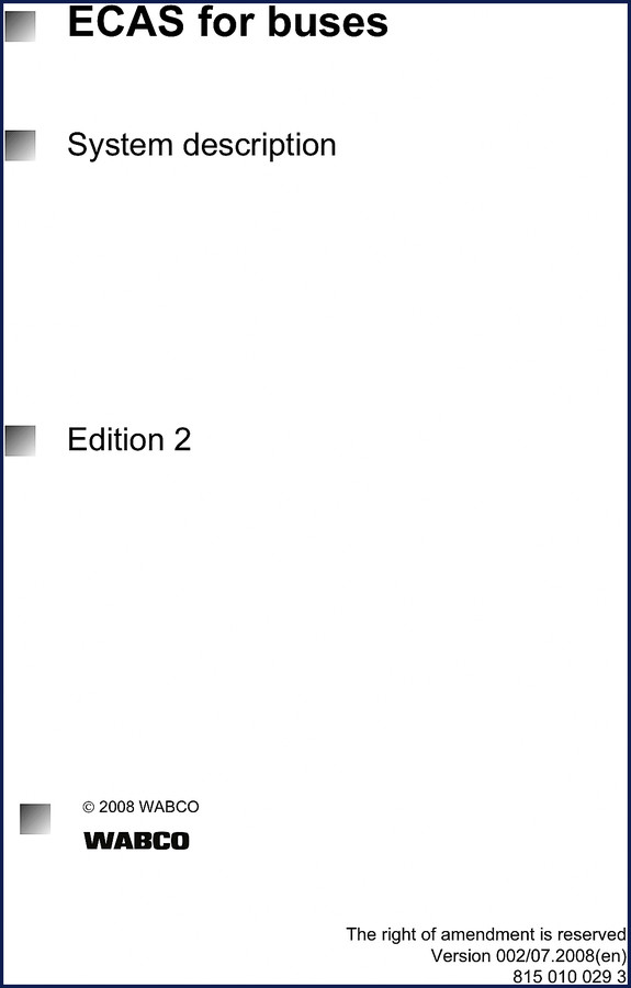 Meritor Wabco ECAS 2008 Technical Manual for bus air suspension system description
