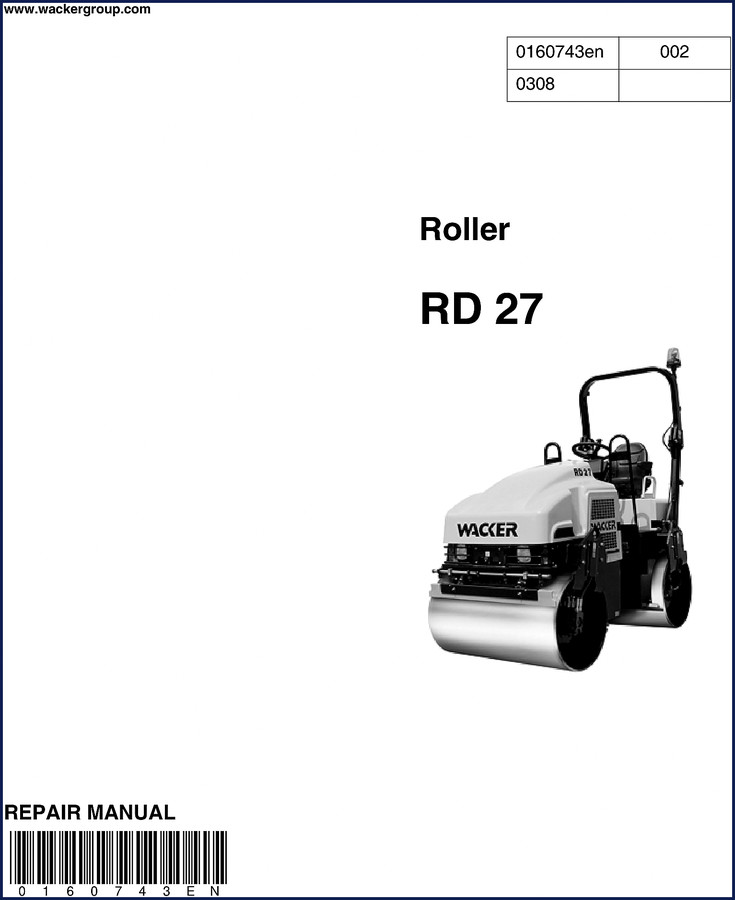 2008 Wacker Neuson RD 27 Repair Manual cover