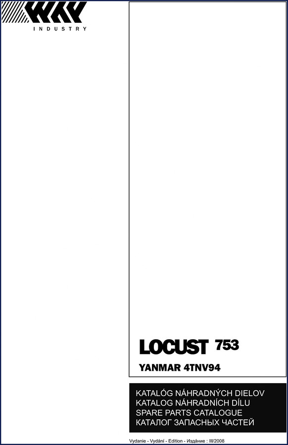 WAY Industry LOCUST 753 2008 Parts Catalog cover page showing YANMAR 4TNV94 engine and exploded diagram