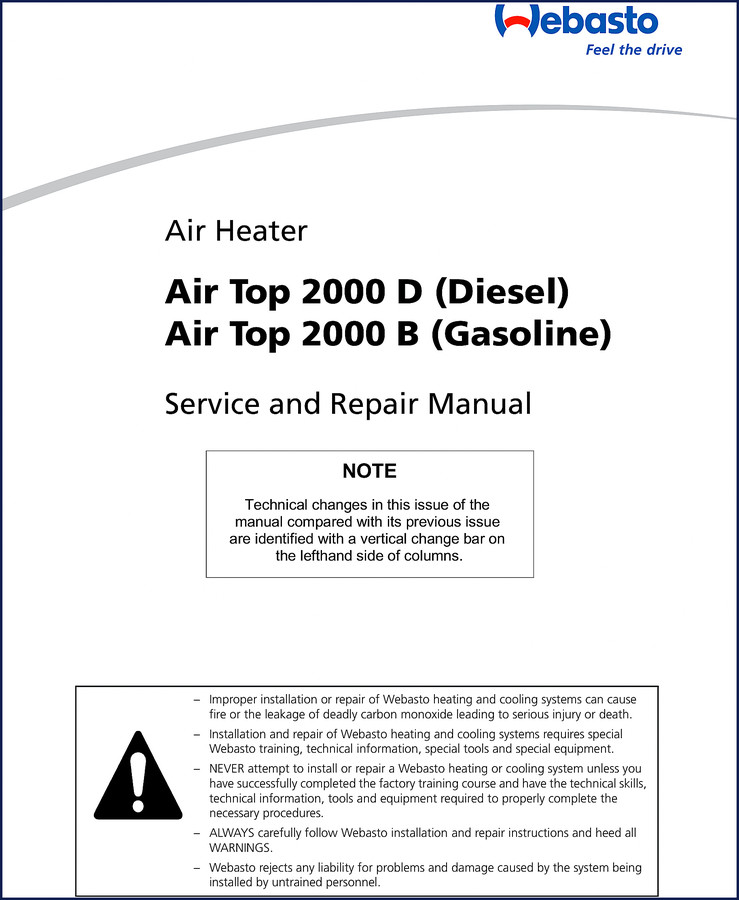Webasto Air Top 2000 D Service and Repair Manual cover page 60 pages