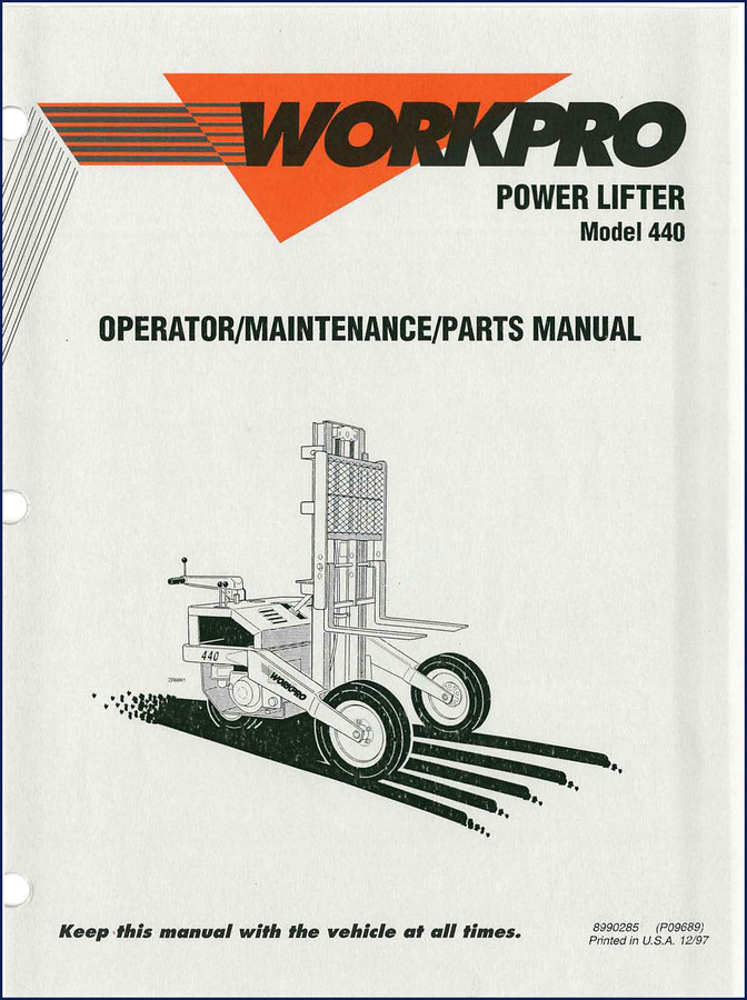 Workpro 440 1997 Operators Manual cover showing the model and title