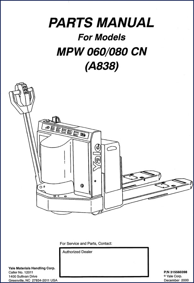 Yale MPW 060 service repair manual 1998 306 pages cover