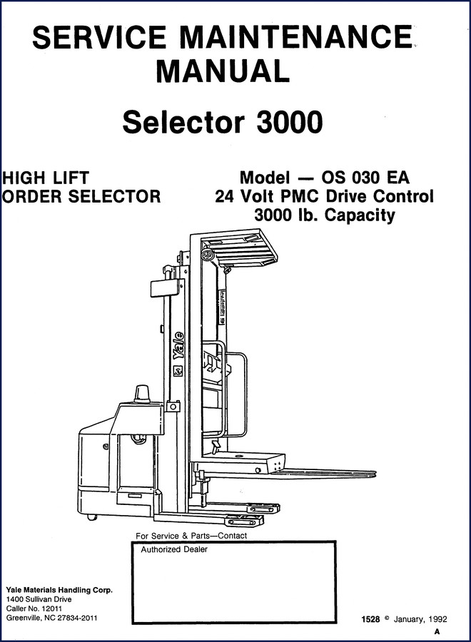 Yale OS 030 EA 1992 Service Manual cover