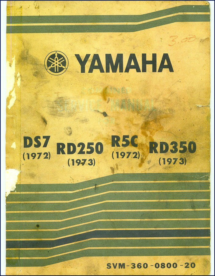 Yamaha DS7, RD250, R5C, RD350 1972 Service Manual cover - factory OEM document