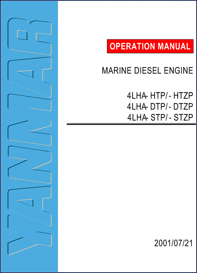 Yanmar 4LHA-HTP marine diesel engine operators manual cover page 2001 68 pages OEM