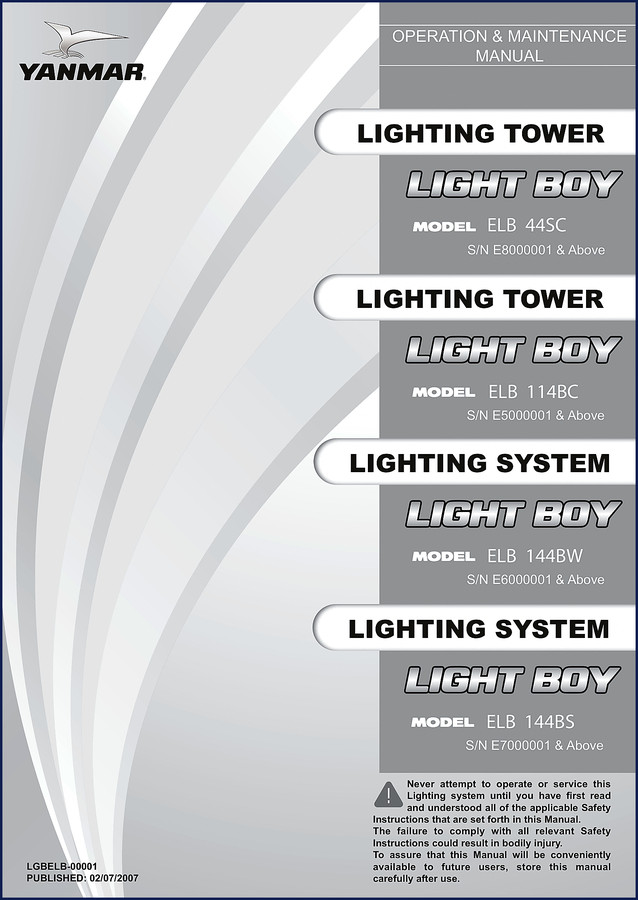 Yanmar ELB 44SC, ELB 114BC, ELB 144BW, ELB 144BS 2007 Service Manual cover