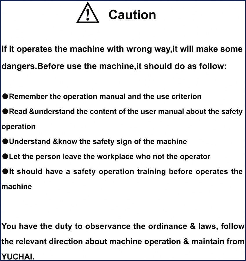 Yuchai YC55SR Operators Manual cover page showing safety warning label, 153 pages