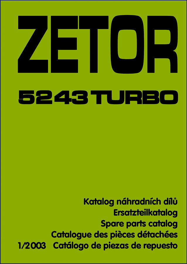 Zetor 5243 TURBO 2003 Parts Catalog cover page showing tractor and catalog title