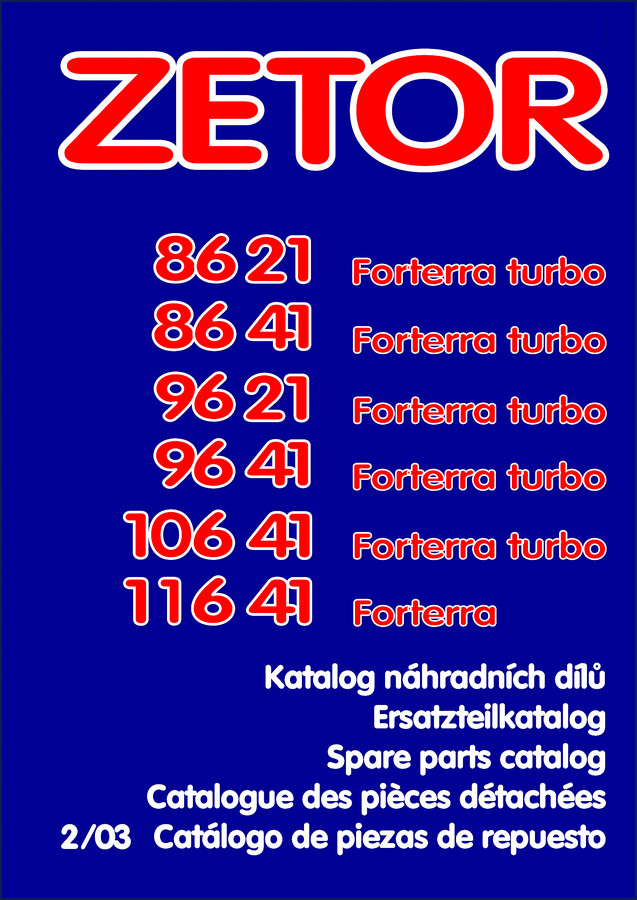 Zetor Forterra 8621 8641 9621 9641 10641 spare parts catalog cover page