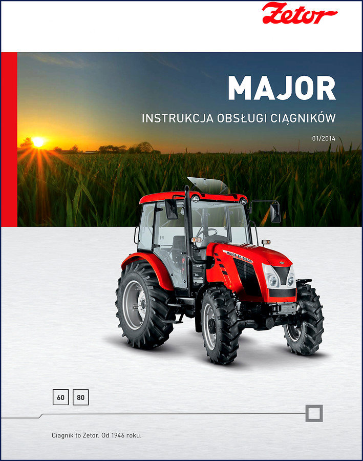 Zetor MAJOR 60 MAJOR 80 2014 Operators Manual cover page