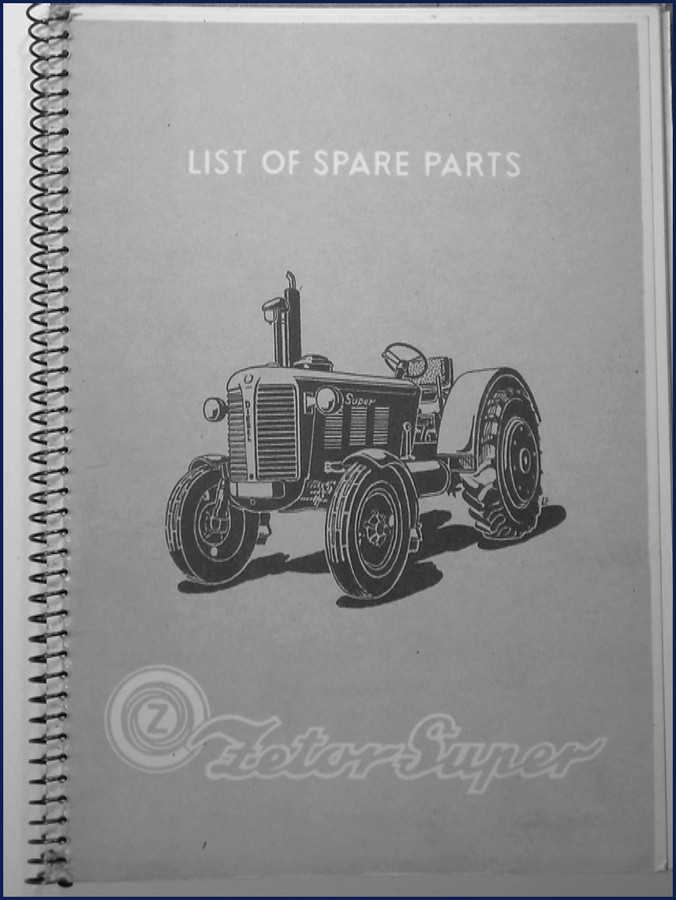 Zetor Super Parts Catalog 102-page OEM parts breakdown tab diagrams