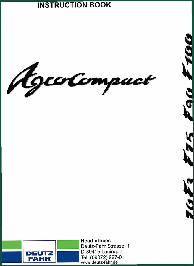Deutz-Fahr AGROCOMPACT F70/F75/F90 User Manual – 383 Pages Factory Specs
