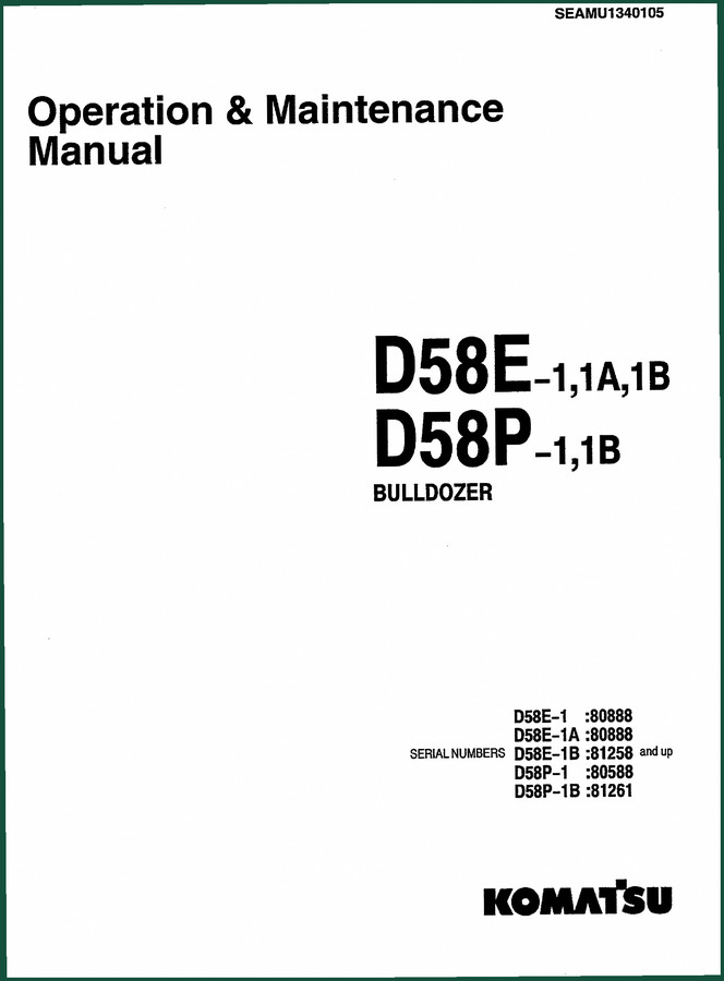 Komatsu D58E-1 Operator Manual – 163 Pages Factory Specs