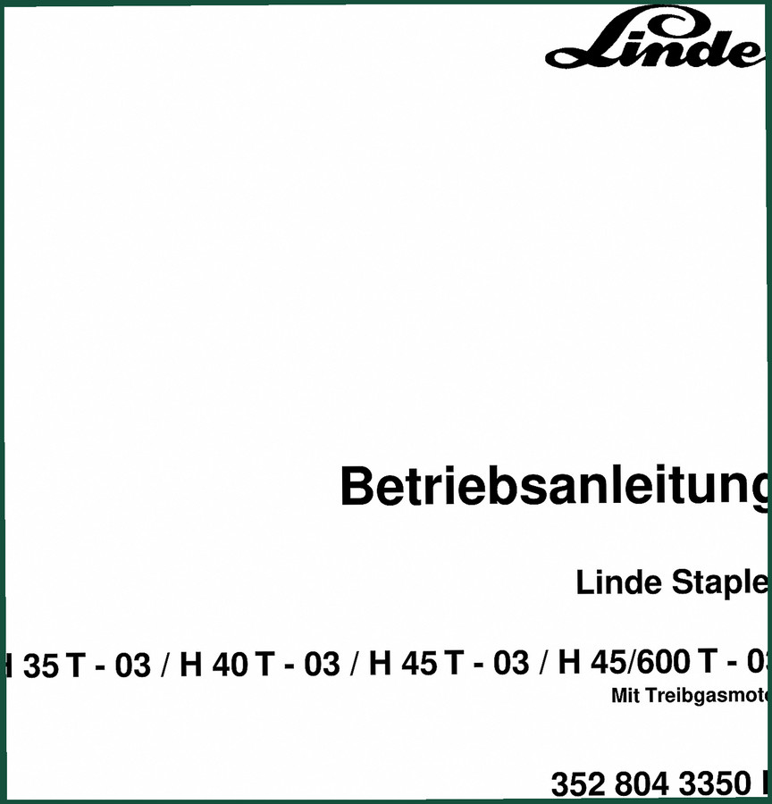 Linde H 35 T-03 Operator Manual – 95 Pages Factory Specs