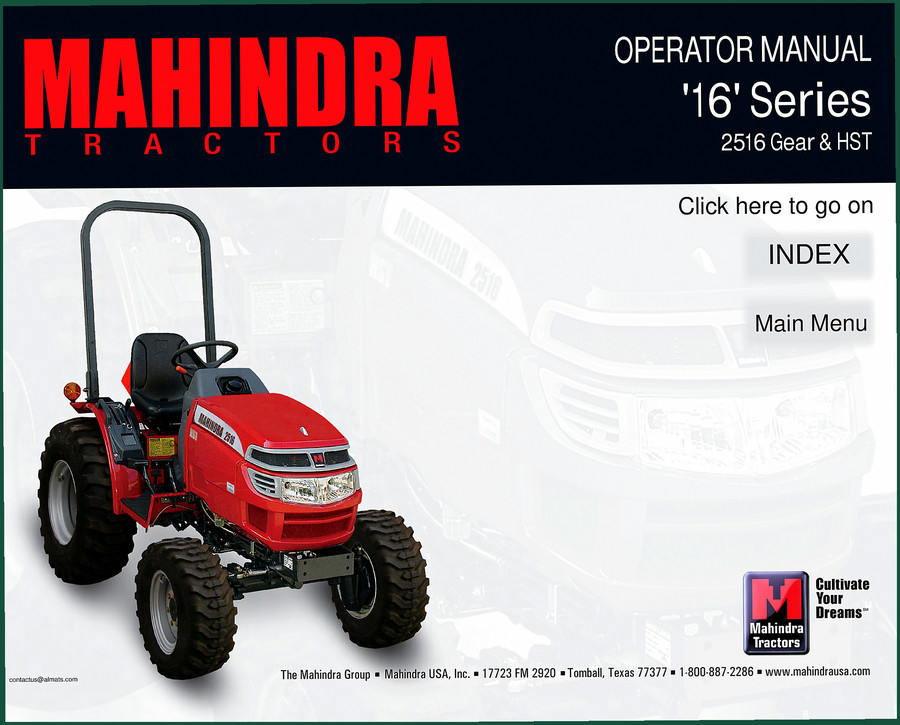 Mahindra 2516 Operator Manual – 129 Pages Factory Specs