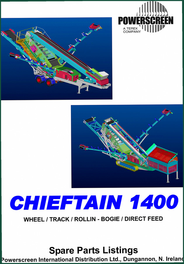 Powerscreen Chieftain 1400 Parts Catalog – 261 Pages Factory Specs