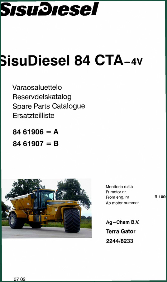 SisuDiesel 84 CTA-4V Parts Catalog – 47-Page Technical Manual