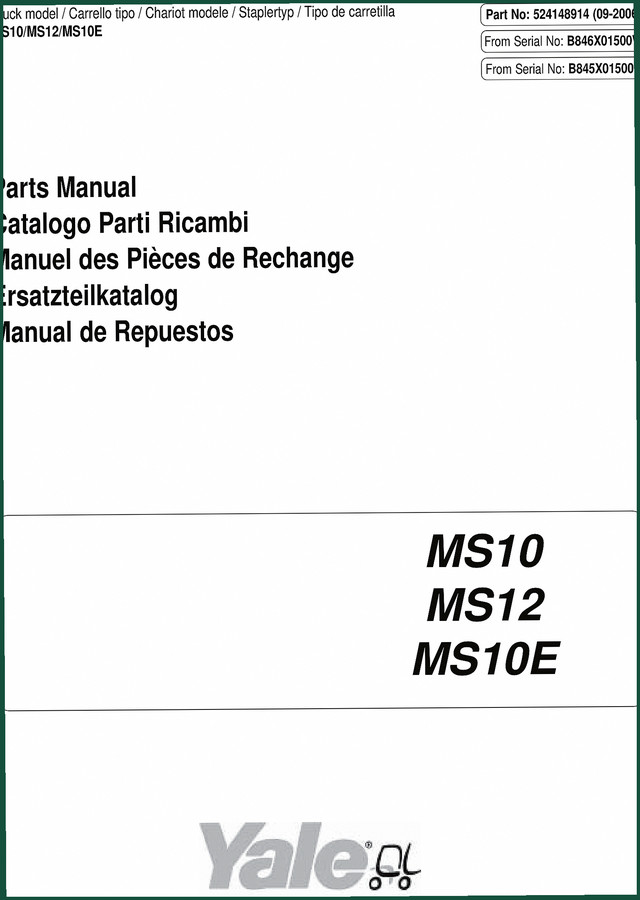 Yale MS10/MS12/MS10E 2006 Parts Catalog – 84 Pages OEM Exploded Views
